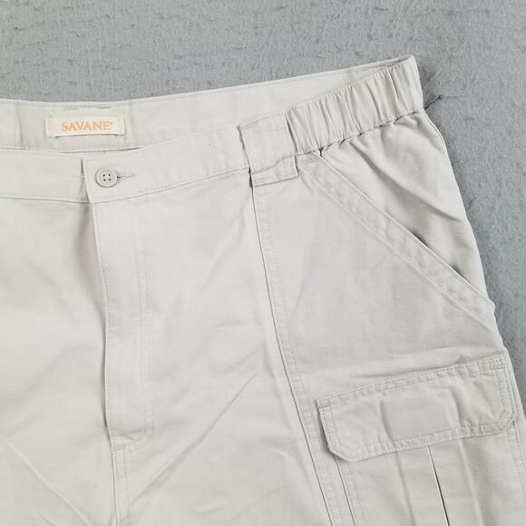 Savane Hiking Shorts Mens 42 Stone Cotton UPF 30 Hidden Tech Pocket Comfort NWT - Picture 3 of 15